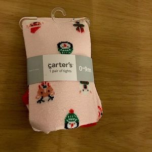 Carter’s Pink Christmas Tights 0-9 months